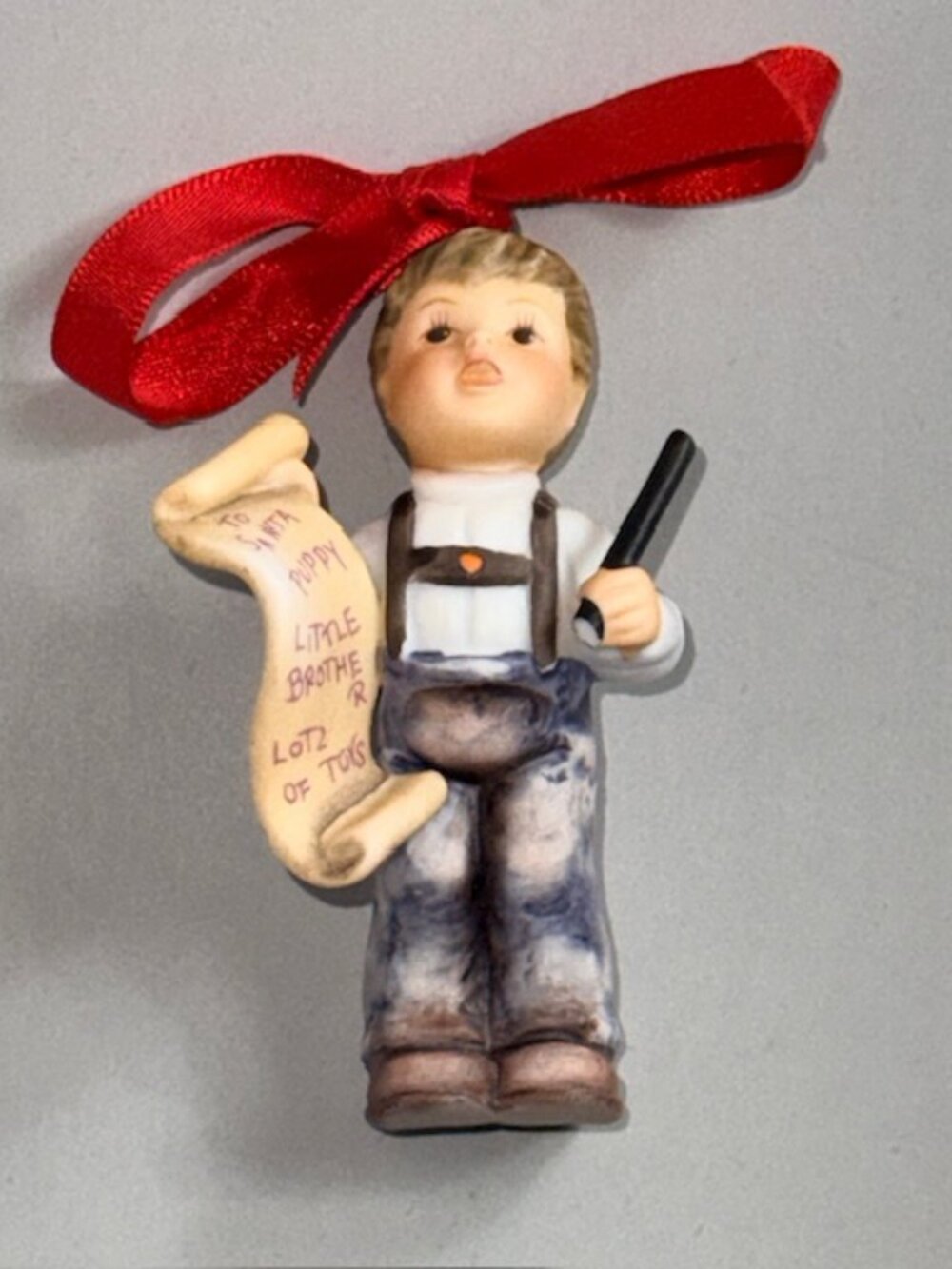 Vintage Hummel Christmas Ornament Goebel Berta Figurine Germany Santa Wish List